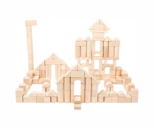 Natural Wooden Building Blocks Set 200-Piece